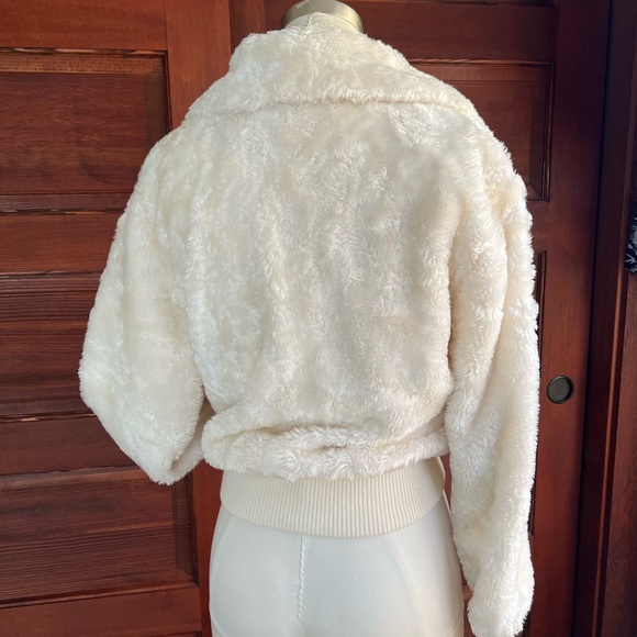 White Faux Fur Reversible Jacket with Pockets - Picture 3 of 7
